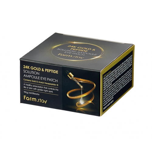 Антивозрастные патчи для глаз с золотом и пептидами  FARMSTAY 24K Gold & Peptide Solution Ampoule Eye Patch