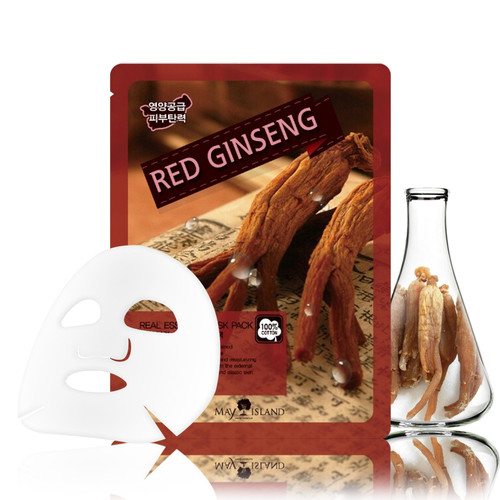 Маска для лица тканевая красный женьшень Real Essence Red Ginseng Mask Pack  