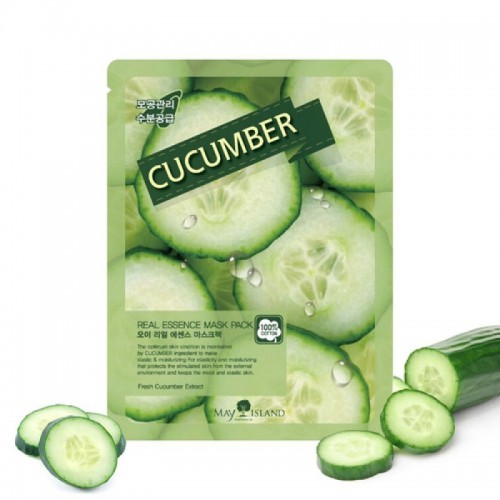 Маска для лица тканевая огурец Real Essense Cucumber Mask Pack 