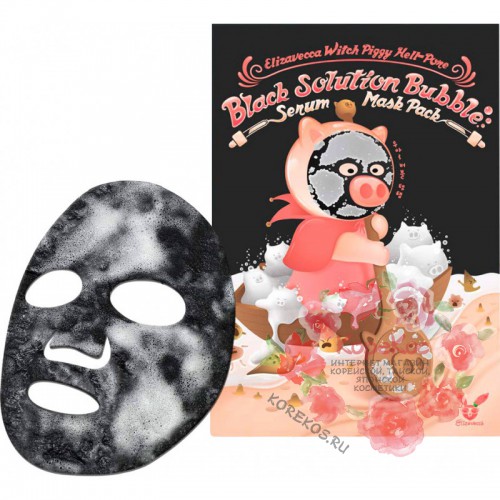 Маска для лица кислородная Elizavecca Witch Piggy Hell Pore black solution bubble serum mask pack