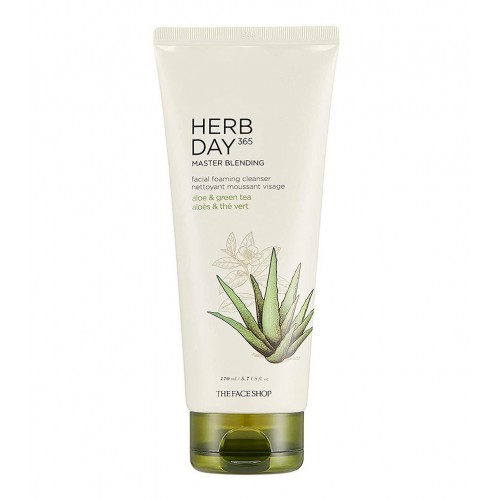 Пенка для умывания с растительными экстрактами - алоэ The Face Shop Herb Day 365 Foam Aloe 
