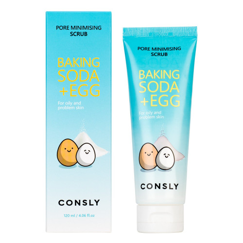 Скраб для лица с содой и яичным белком Consly Pore Minimising Scrub Baking Soda+Egg