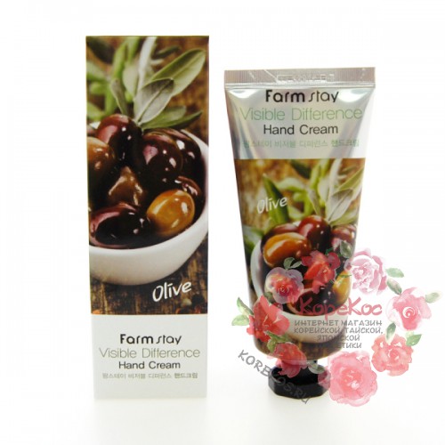 Крем для рук с экстрактом оливы FarmStay Visible Difference Hand Cream Olive 