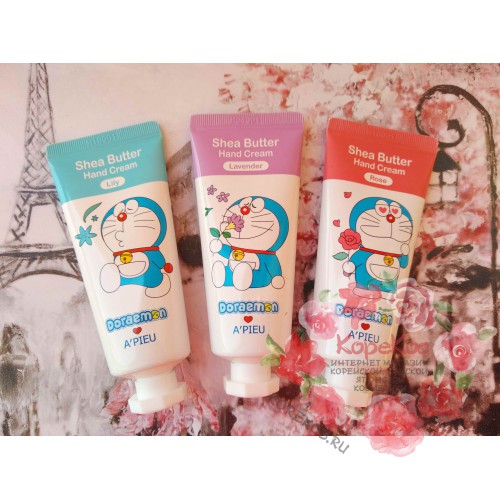 Крем для рук A'PIEU Shea Butter Hand Cream (Rose) [Doraemon Edition] 